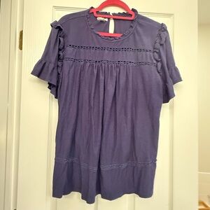 Women's Maurices Blue Ruffle Sleeve Top XXL